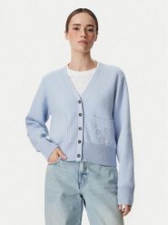 Calvin Klein Jeans Kardigan LV044H327G Niebieski jasny Regular Fit. Niebieskie kardigany damskie Calvin Klein Jeans, m, bez wzorów, z bawełny. Za 649.99 zł.