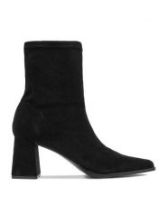 DeeZee Botki W4LD192603 Czarny. Czarne botki damskie DeeZee, z materiału, bez obcasa, na słupku, bez zapięcia. Za 179.99 zł.