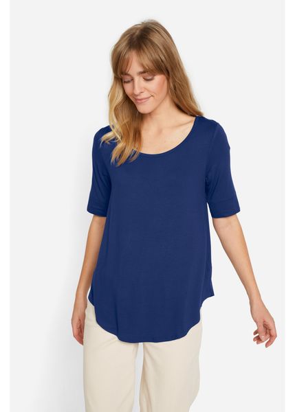 Długa bluzka z miękkiej wiskozy. Niebieskie bluzki damskie bonprix, bez wzorów, z wiskozy, bez kołnierzyka. Za 57.99 zł.