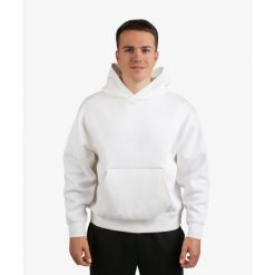 Bluza INTERLOCK OVERSIZE DZIK® biała. Białe bluzy męskie DZIK, l, z aplikacjami, z materiału, bez kaptura, na jogę i pilates. Za 349.99 zł.