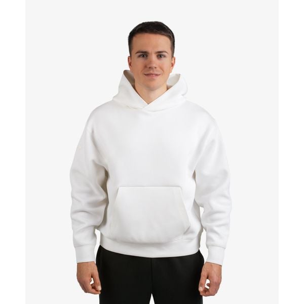 Bluza INTERLOCK OVERSIZE DZIK® biała. Białe bluzy męskie DZIK, l, z aplikacjami, z materiału, bez kaptura, na jogę i pilates. Za 349.99 zł.