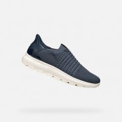 Buty GEOX D SPHERICA PLUS Niebieski. Niebieskie obuwie sportowe damskie Geox, bez wzorów, z materiału, do biegania. Za 351.99 zł.