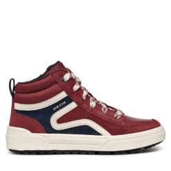 Sneakersy Geox. Czerwone trampki i tenisówki chłopięce Geox, bez wzorów, bez zapięcia. Za 289.99 zł.