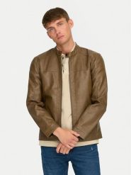 Only & Sons Kurtka z imitacji skóry Mike 22012339 Brązowy Regular Fit. Brązowe kurtki męskie Only & Sons, m, bez wzorów, ze skóry, bez kaptura. Za 149.99 zł.