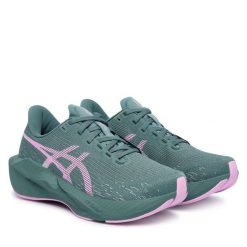 Buty do biegania Asics. Zielone obuwie sportowe damskie Asics, bez wzorów, do biegania. Za 709.99 zł.