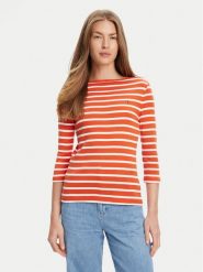 Tommy Hilfiger Bluzka New Cody WW0WW40589 Pomarańczowy Slim Fit. Brązowe bluzki damskie Tommy Hilfiger, xs, bez wzorów, z bawełny, bez kołnierzyka, bez ramiączek. Za 159.99 zł.
