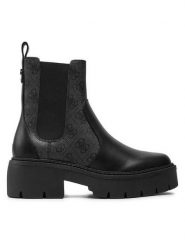 Guess Sztyblety Shuze FLTSHU ELE10 Czarny. Czarne botki damskie Guess, ze skóry, bez obcasa, na płaskiej podeszwie, bez zapięcia. Za 579.99 zł.