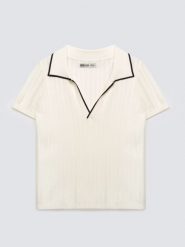 Koszulka damska polo z kontrastowym wykoŅczeniem biała Micka 100. Białe koszulki sportowe damskie Big Star, l, z aplikacjami, z dzianiny, bez kołnierzyka, bez ramiączek. Za 139.99 zł.