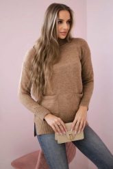 Sweter ze stójką camelowy. Swetry damskie KESI, na zimę, l, bez wzorów, z wełny, klasyczne, bez kołnierzyka, plus size, bez ramiączek, bez kaptura. Za 178.78 zł.
