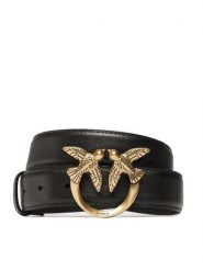 Pinko Pasek Damski Love Berry H3 Belt PE 23 PLT01 100125 A0F1 Czarny. Czarne paski damskie Pinko, bez wzorów, ze skóry. Za 489.99 zł.