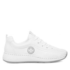 Półbuty Rieker. Białe półbuty damskie Rieker, bez wzorów, bez obcasa, na obcasie, bez zapięcia. Za 219.99 zł.