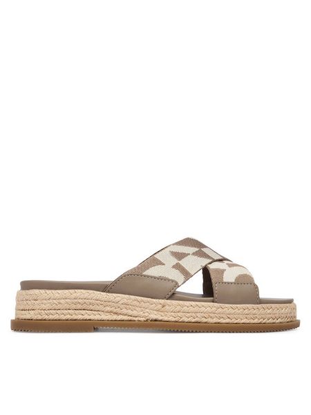 DKNY Klapki Binna K2639436 Beżowy. Brązowe espadryle damskie DKNY, bez wzorów, z materiału, bez obcasa. Za 341.99 zł.
