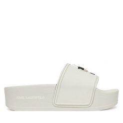 Klapki KARL LAGERFELD. Białe klapki damskie KARL LAGERFELD, bez wzorów, bez obcasa. Za 319.99 zł.