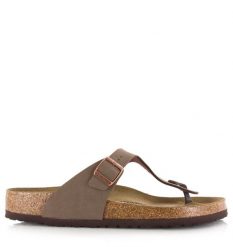 Japonki damskie Birkenstock 043751. Brązowe klapki damskie Birkenstock, z aplikacjami, z jeansu, eleganckie, bez obcasa. Za 676.00 zł.