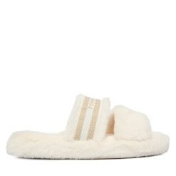 Kapcie Tommy Hilfiger. Białe kapcie damskie Tommy Hilfiger, bez wzorów. Za 199.99 zł.