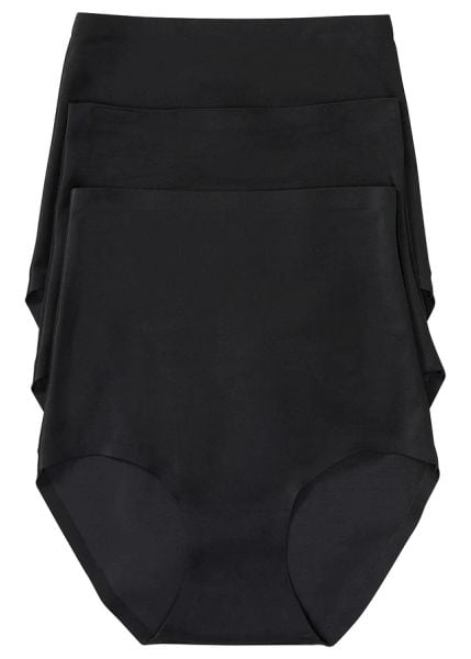 Figi bezszwowe ze średnim stopniem modelowania (3 pary). Czarne figi damskie bonprix, bez wzorów. Za 112.99 zł.