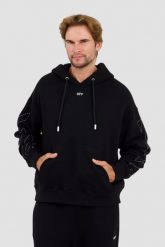OFF-WHITE Czarna bluza haftowana Stitch Arr Skate Hoodie. Czarne bluzy męskie OFF-WHITE, m, bez wzorów, bez kaptura. W wyprzedaży za 2,229.99 zł.