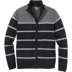 Sweter rozpinany w paski Regular Fit bonprix czarno-szary. Czarne kardigany męskie bonprix, w paski. Za 109.99 zł.