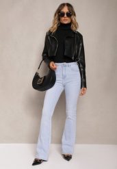 Jasnoniebieskie Jeansy o Kroju Dzwonów z Bawełny High Waist Navialas. Niebieskie jeansy damskie Renee, z podwyższonym stanem. Za 109.99 zł.