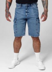 Szorty męskie Pitbull Jeansowe bojówki Classic Wash Deerhorn. Niebieskie szorty męskie PITBULL, m, z aplikacjami, z bawełny, klasyczne. Za 249.00 zł.