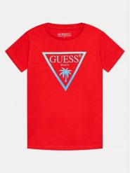 Guess T-Shirt L4GI33 J1311 Czerwony Regular Fit. Czerwone t-shirty dla chłopców Guess, z aplikacjami, z bawełny, bez ramiączek. Za 69.99 zł.