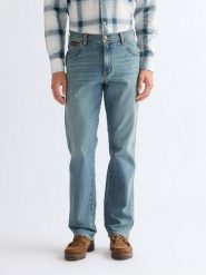 MĘSKIE SPODNIE WRANGLER TEXAS MIDNIGHT HAZE 112378455. Spodnie materiałowe męskie Wrangler, l, bez wzorów, z jeansu. Za 219.99 zł.