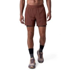 Męskie krótkie spodenki do biegania w terenie 2 w 1 Trekking Siroko Overland B. Brązowe krótkie spodenki sportowe męskie SIROKO, m, bez wzorów, z materiału, do biegania. Za 211.00 zł.