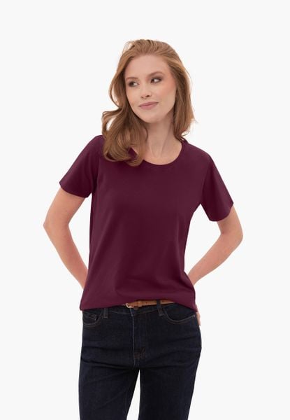 Elastyczna koszulka basic T-ANA. Czerwone t-shirty damskie Volcano, m, bez wzorów, z bawełny, eleganckie, bez kołnierzyka. Za 59.99 zł.