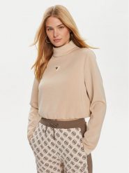 Guess Bluza Olympe V4YQ05 KCAY2 Beżowy Regular Fit. Brązowe bluzy damskie Guess, xxs, z aplikacjami, z syntetyku, bez kaptura. Za 209.33 zł.