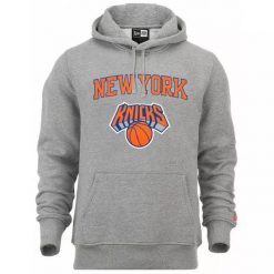 Bluza z kapturem New York Knicks NBA. Szare bluzy męskie New Era, bez wzorów, z kapturem, do koszykówki. W wyprzedaży za 270.80 zł.