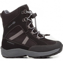 Botki zimowe "New Alaska" w kolorze czarnym. Czarne buty zimowe chłopięce Geox Kids, z gumy. W wyprzedaży za 185.95 zł.