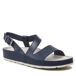 Sandały Clara Barson. Niebieskie sandały damskie Clara Barson, bez wzorów, bez obcasa, na płaskiej podeszwie, bez zapięcia. Za 99.99 zł.