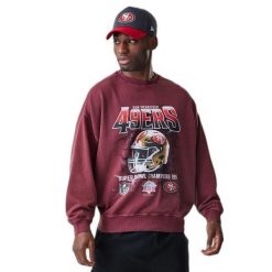 Bluza San Francisco 49ers NFL Washed. Czerwone bluzy męskie New Era, l, bez wzorów, z materiału, bez kaptura, na fitness i siłownię. Za 358.85 zł.