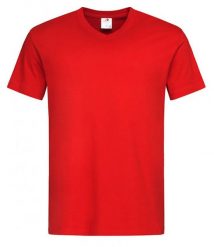 Czerwony Bawełniany T-Shirt w Serek, Męski Bez Nadruku -STEDMAN- Koszulka, Krótki Rękaw, V-neck. Czerwone t-shirty męskie Stedman, l, bez wzorów, z bawełny, casualowe, bez kołnierzyka. Za 49.00 zł.