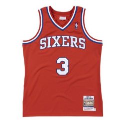 Autentyczna koszulka Philadelphia 76ers Allen Iverson 2002/03. Czerwone koszulki sportowe męskie Mitchell & Ness, bez wzorów, bez kołnierzyka, bez ramiączek, do koszykówki. Za 1,194.50 zł.
