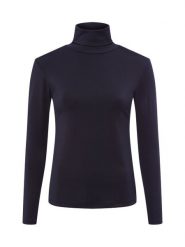 Brookshire Damska koszulka z długim rękawem z golfem Kobiety Sztuczne włókno niebieski jednolity, L. Niebieskie t-shirty damskie brookshire, l, bez wzorów, z włókna, bez kołnierzyka. Za 149.95 zł.