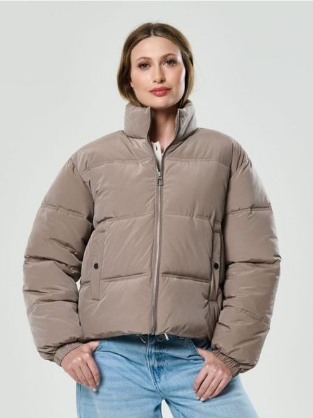 Kurtka puffer z ociepleniem - fioletowy. Fioletowe kurtki damskie Sinsay, l, bez wzorów, bez kaptura. Za 89.99 zł.