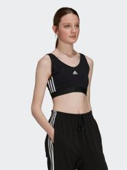 Adidas Koszulka techniczna Essentials 3-Stripes Crop Top With Removable Pads GS1343 Czarny. Czarne bluzki damskie Adidas, m, bez wzorów, z bawełny, bez kołnierzyka, bez ramiączek, na fitness i siłownię. Za 89.99 zł.