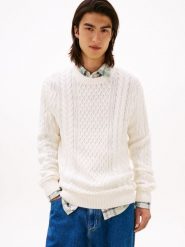 Tommy Jeans sweter Mężczyźni Bawełna biały, XXL. Białe swetry przez głowę męskie Tommy Jeans, m, bez wzorów, z bawełny, bez kołnierzyka. Za 329.95 zł.
