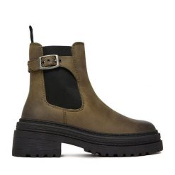 Sztyblety G-Star Raw. Zielone botki damskie G-Star Raw, retro, bez obcasa, na płaskiej podeszwie, bez zapięcia. Za 369.99 zł.