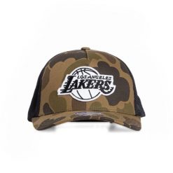 Czapka Los Angeles Lakers duck camo 110. Brązowe czapki i kapelusze męskie Mitchell & Ness, bez wzorów, sportowe. Za 206.50 zł.