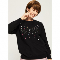 Bluza z kryształkami - Czarny. Czarne bluzy damskie Sinsay. Za 49.99 zł.