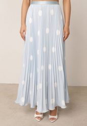 Niebieska Rozkloszowana Spódnica w Stylu Retro Plisowana w Grochy Kasosa. Niebieskie spódnice damskie Born2be, m, bez wzorów, eleganckie, maxi, dopasowane. Za 119.99 zł.