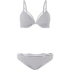 Bikini na fiszbinach (2 części) bonprix czarno-biały w paski. Bikini damskie marki bonprix. Za 44.99 zł.