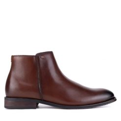 Botki GINO ROSSI. Brązowe botki męskie Gino Rossi, bez wzorów, bez zapięcia. Za 359.99 zł.