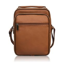 Saszetka męska skórzana na ramię torba koniakowa pojemna Abruzzo ABR-01-CG. Czarne saszetki męskie z nylonu, eleganckie. Za 149.00 zł.