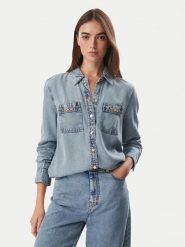 Guess Koszula jeansowa W6YH19 D1353 Niebieski Regular Fit. Niebieskie bluzki damskie Guess, m, z aplikacjami, z jeansu, bez kołnierzyka, bez ramiączek. Za 474.99 zł.