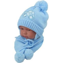 Czapka niemowlęca z szalikiem CZ+S 001C niebieska. Czapki dla dzieci marki Proman. Za 38.76 zł.