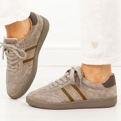 Taupe skórzane półbuty damskie Filippo Dp7984/26. Obuwie sportowe damskie Filippo, na jesień, bez wzorów, z dzianiny, klasyczne, z okrągłym noskiem, bez obcasa, na płaskiej podeszwie, bez zapięcia. Za 269.00 zł.