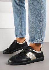 Czarno-Złote Skórzane Sneakersy Klasyczne Tenisówki z Metalicznym Zdobieniem Marins. Czarne trampki i tenisówki damskie Born2be, z aplikacjami, z jeansu, eleganckie, bez zapięcia. Za 189.99 zł.